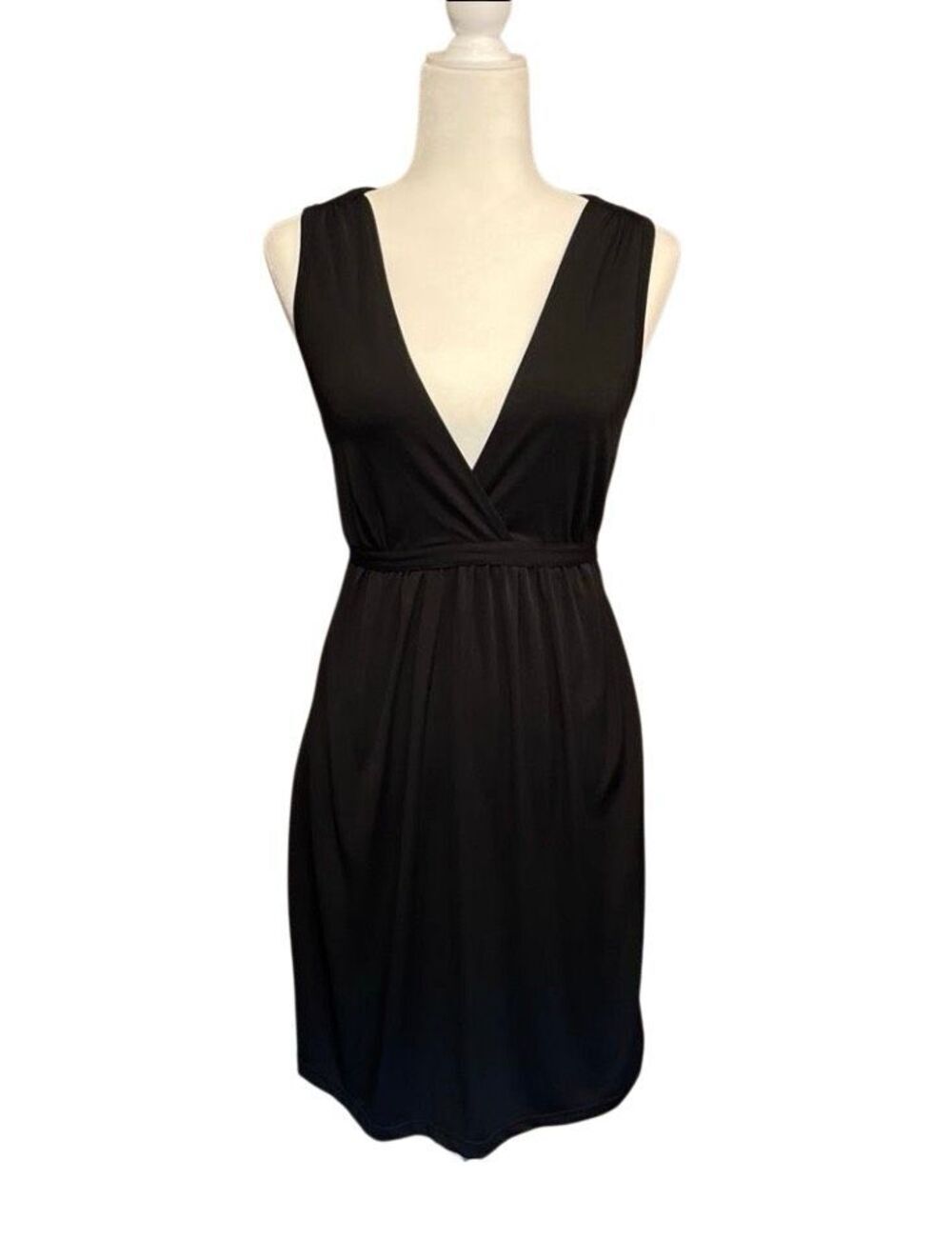 Love Rocks deep V sleeveless black knit dress with back tie - XL
